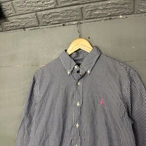 Ralph Lauren Mens Gingham Button Down Shirt Pink Pony Logo Size M